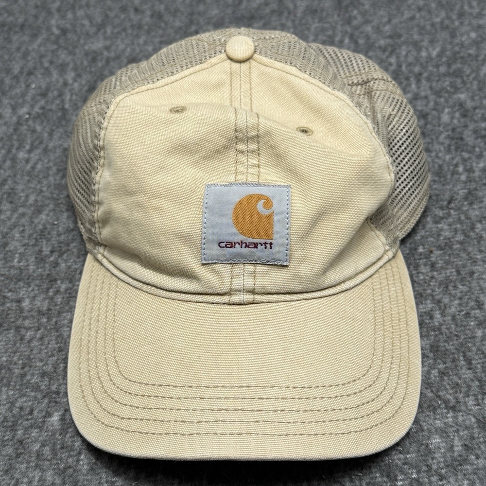 Carhartt Dunmore Mesh Back Trucker Hat Khaki Canvas Snapback Cap 100286 One Size